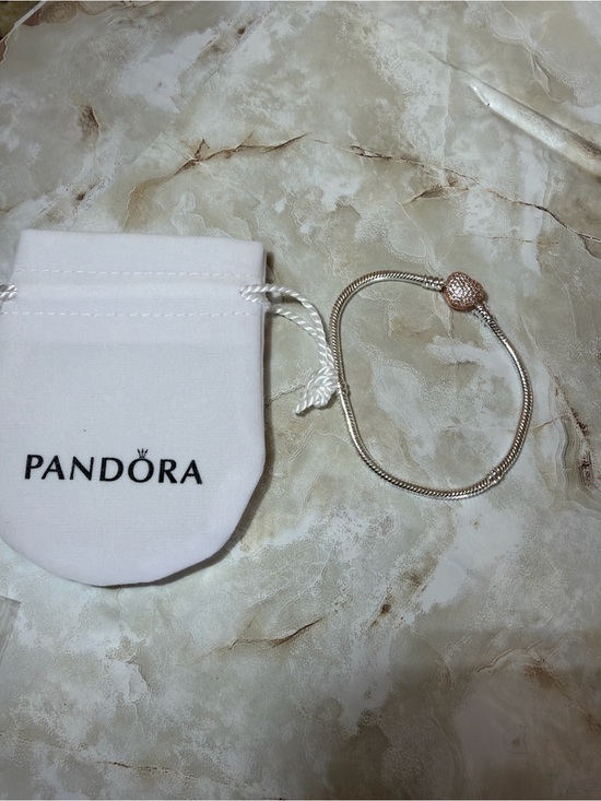 Pandora Jewelry - Pandora Sterling Silver Rose Gold Heart Clasp Bracelet 8 in Pouch
